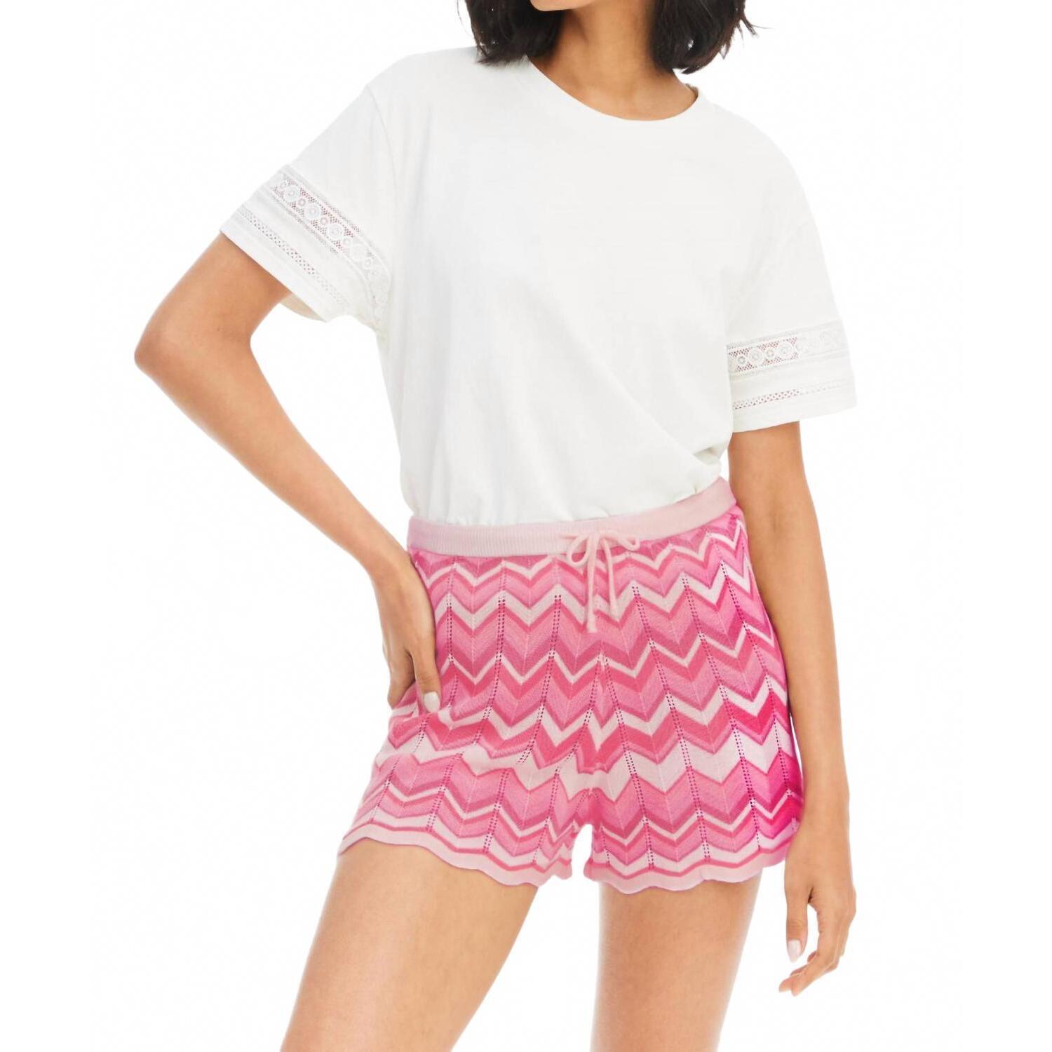 New Allison New York High Waisted Knit Shorts In Pink Chevron